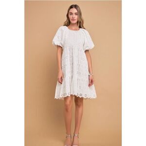 English factory NWT premium knit and embroidery combo dress eyelet size large